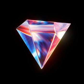 3d rendered abstract glass pyramid. Detailed reflection and dispersion