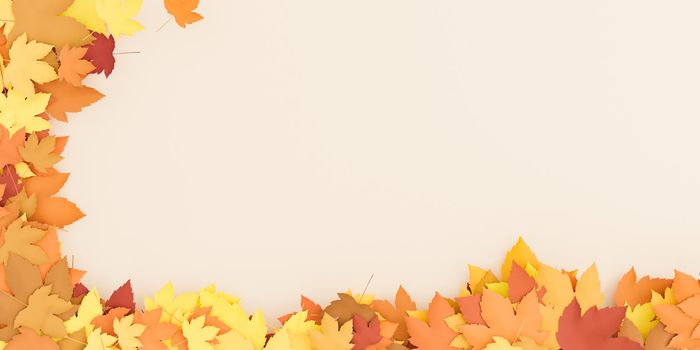 warm pastel autumn leaves background with space for text or design. 3d rendering