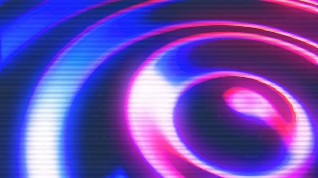 Moving Circles Abstract Background in Retrowave style 3d render