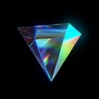 3d rendered abstract glass pyramid. Detailed reflection and dispersion