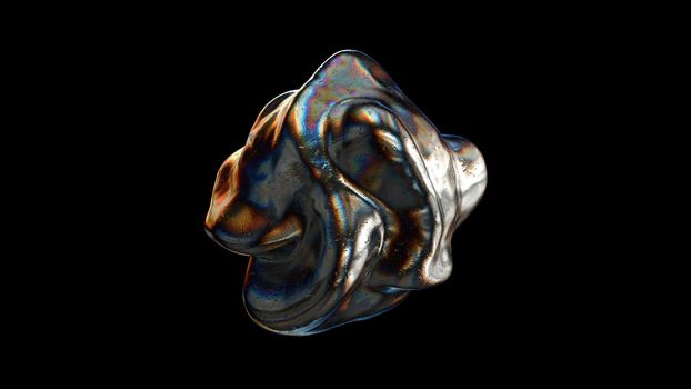 Dark Liquid Metal Sphere with Rainbow reflections 3d render