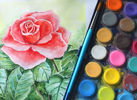Roses, watercolor painting