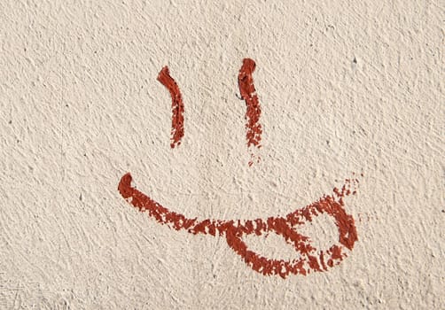 cement plaster wall background, pattern, smile, graffiti.