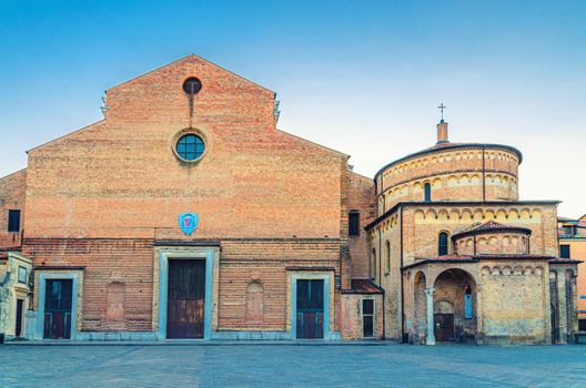 Padua Cathedral, Duomo di Padova, Basilica Cattedrale di Santa Maria Assunta and Battistero di San Giovanni Battista in Piazza Duomo square in historical centre, evening view, Veneto Region, Italy