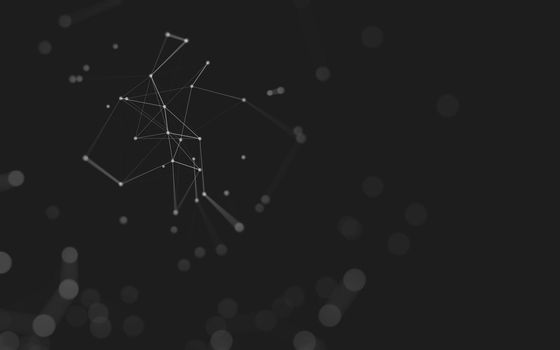 Abstract background. Molecules technology with polygonal shapes, connecting dots and lines. Connection structure. Big data visualization. 