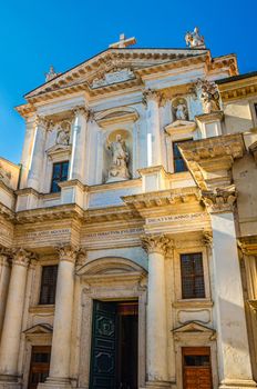 Chiesa di San Gaetano Thiene catholic church in old historical city centre of Vicenza city, vertical view, Veneto region, Italy