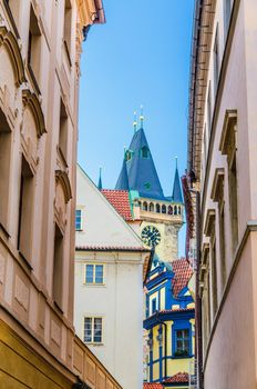 Fairytale Prague, narrow streets of Prague, Top of Old Town City Hall Tower, colored houses of old Prague, summer Prague, historical city centre, Bohemia, Czech Republic, top 10 Prague attractions