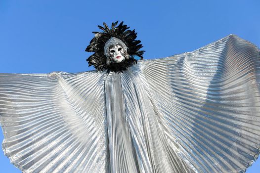 VENICE, ITALY - Febrary 21 2020: The masks of the Venice carnival 2020