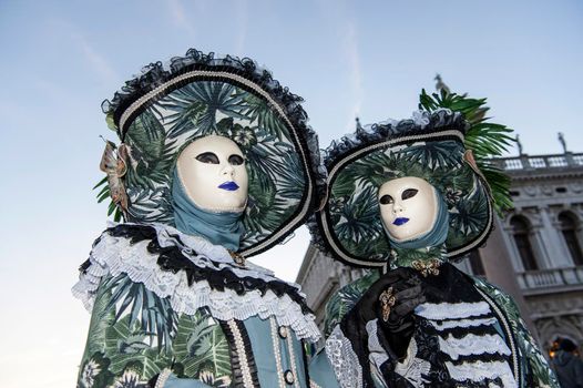 VENICE, ITALY - Febrary 21 2020: The masks of the Venice carnival 2020