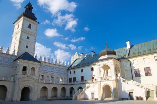 Courtyard of Krasiczyn Castle near Przemysl, Poland