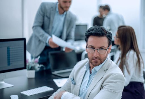 businessman sitting at the office Desk.business concept