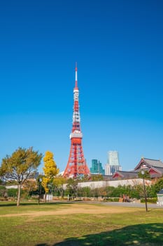 Tokyo Tower with blue sky in Japan