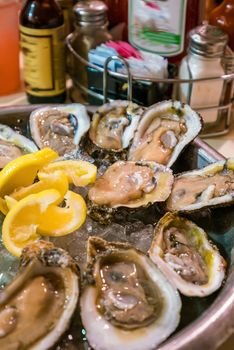 New Orleans oysters with Hot Chilli Sauce and Lemon