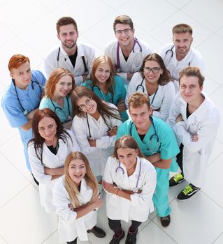 group of diverse medical professionals standing in a circle. the concept of teamwork