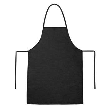 Blank black apron isolated on white background. Flat lay