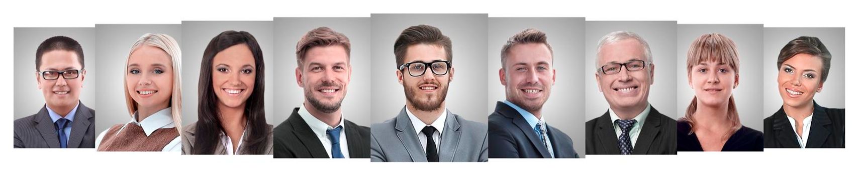 panoramic collage of portraits of young entrepreneurs. business concept