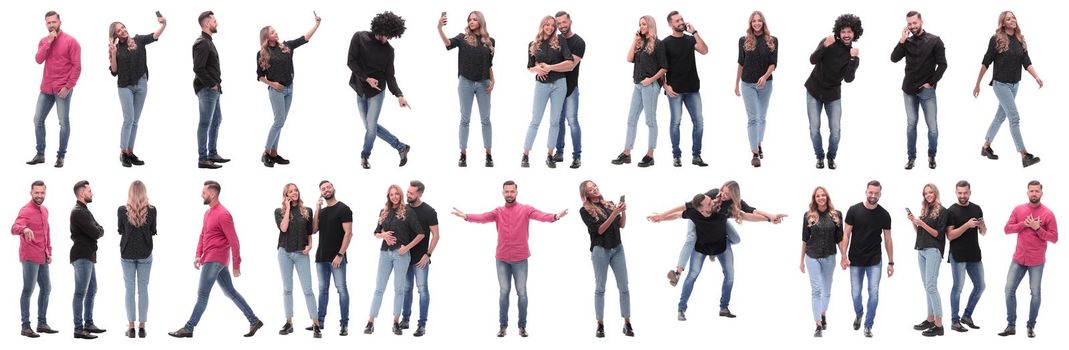 collage of photos of diverse young people. isolated on a white background