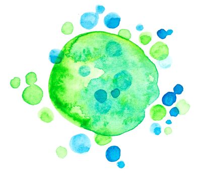 Abstract watercolor gradient green drops texture