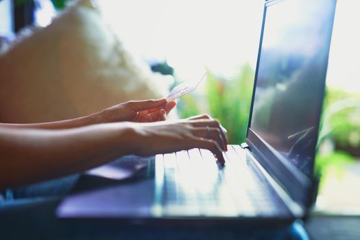 Hands shot of a woman doing online shopping