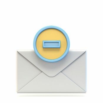 Mail icon with minus sign 3D render illustration isolated on white background