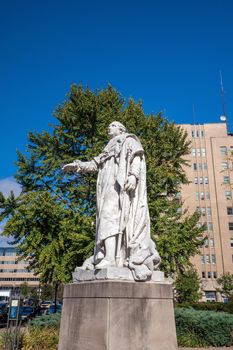 Very old and vintage statue of Louis XVI in downtown Louisville Kentucky USA