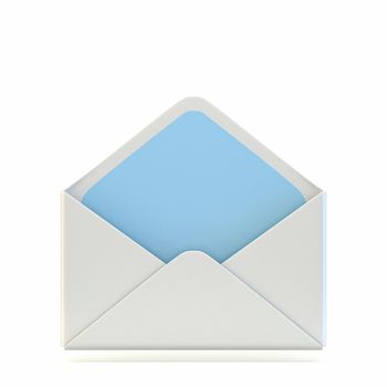 Mail icon open empty envelope 3D render illustration isolated on white background