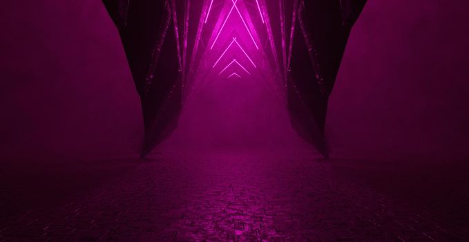 Magical Abstract Futuristic Purple Pink Dance Abstract Background Wallpaper 3D Illustration