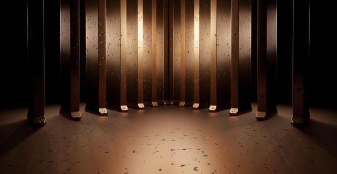 Abstract Scifi Grungy Metallic Structure Walls And Floor Dark Banner Background