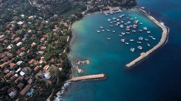 Aerial view of Nilwella Fishery harbor in Sri-lanka. High quality photo