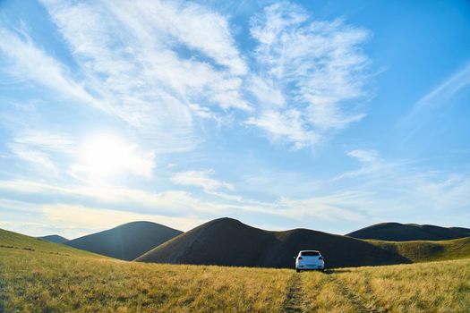 View of the Long Mountains Ridge. The beginning of the Ural mountains. Orenburg region. High quality photo