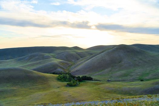 View of the Long Mountains Ridge. The beginning of the Ural mountains. Orenburg region. High quality photo