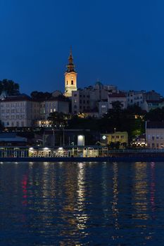 Beautiful view of the historic center of Belgrade on the banks of the Sava River, Serbia. High quality photo
