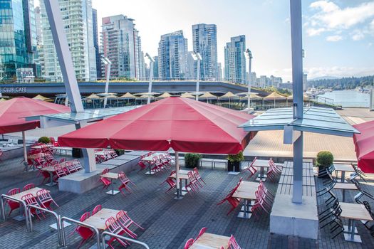 Vancouver, British Columbia, Canada - September 2, 2020: Tap and Barrel restaurant in Olympic Village, Convention Centre