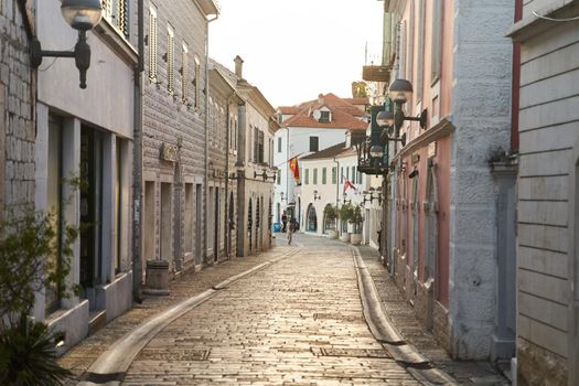 View of the streets of the old town Herceg Novi in Montenegro. High quality photo