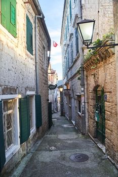 View of the streets of the old town Herceg Novi in Montenegro. High quality photo