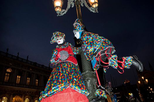 VENICE, ITALY - Febrary 19 2020: The masks of the Venice carnival 2020