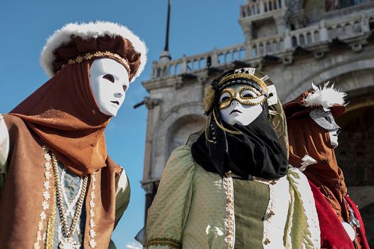 VENICE, ITALY - Febrary 23 2019: The masks of the Venice carnival 2019