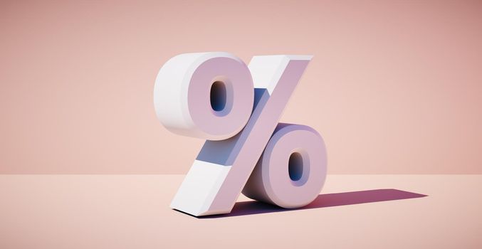 3D rendering of a percent symbol. Banner for the sale and advertising of goods at a discount.