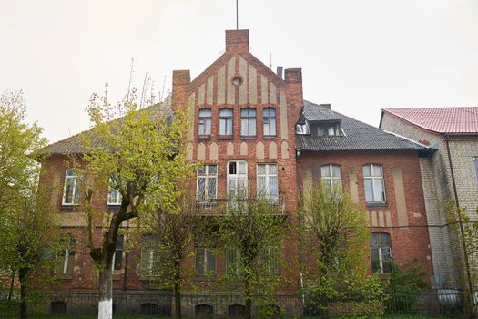 Gusev, Kaliningrad Region, Russia - May 2, 2020: Historical buildings of the city of Gusev. Kaliningrad region