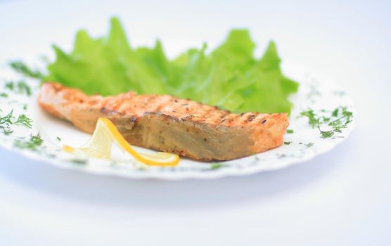 Healthy eating, diet. Baked grilled trout salmon