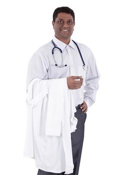 in full growth.portrait of a confident therapist.isolated on white background