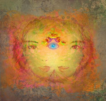 Woman with third eye, psychic supernatural senses