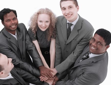 international business team showing their unity. the concept of teamwork.photo with copy space
