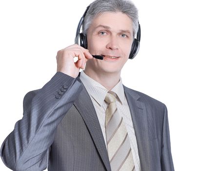 portrait of an experienced employee call center.isolated on white background