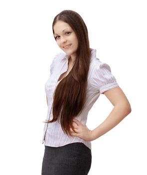 portrait of a modern girl.isolated on white.photo with copy space