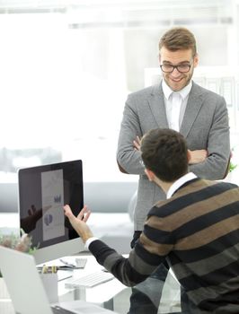 successful business team in the workplace in the office .photo with copy space.