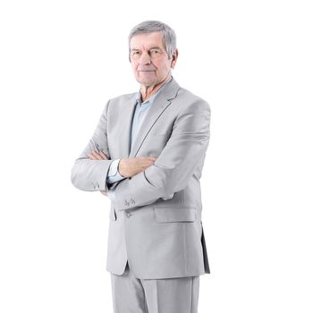 senior businessman standing with arms crossed on white background.photo with copy space