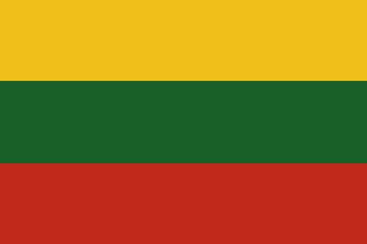 The yellow green and red flag of Lithuania, format jpeg.