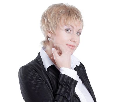 portrait of successful business woman with makeup in the style business.isolated on white