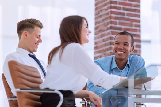 employees discussing new ideas in the workplace in the office.photo with copy space